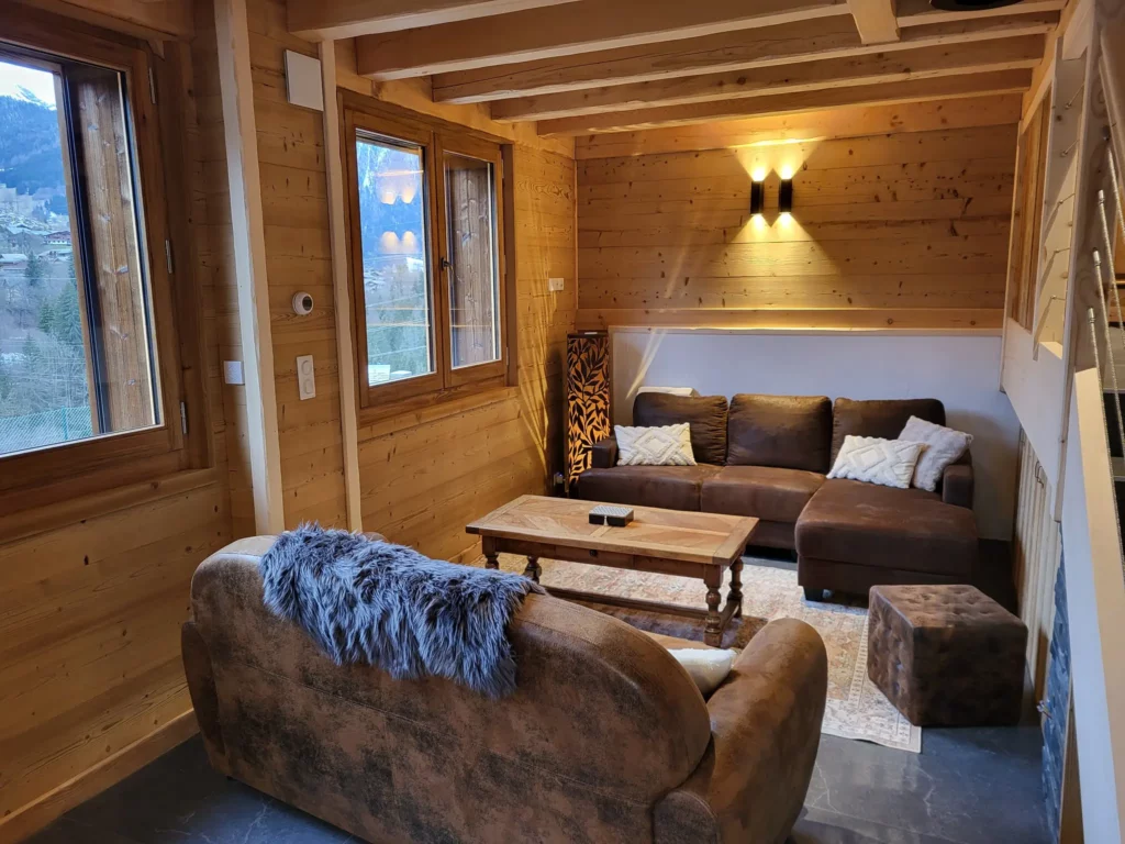 Salon cosy du chalet la Telier